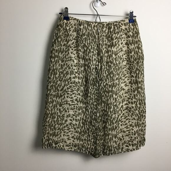 J.Crew Animal Print Skirt Green Beige Size 8 - Picture 9 of 13